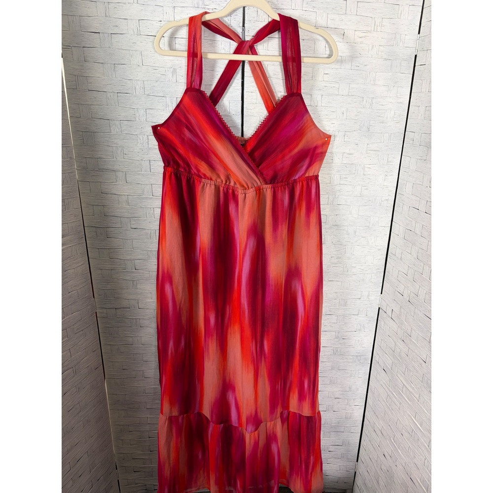 ana A New Approach Women Dress Maxi tiered Abstract Watercolor Sleeveless summer